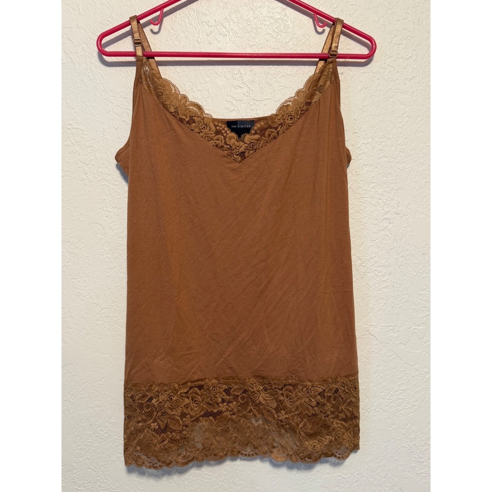 The Limited Cognac Brown Lace Trim Camisole Adjustable Straps C63L3169 XL